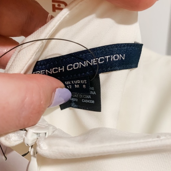 French Connection white pom Pom mini dress size 8 - Picture 4 of 6